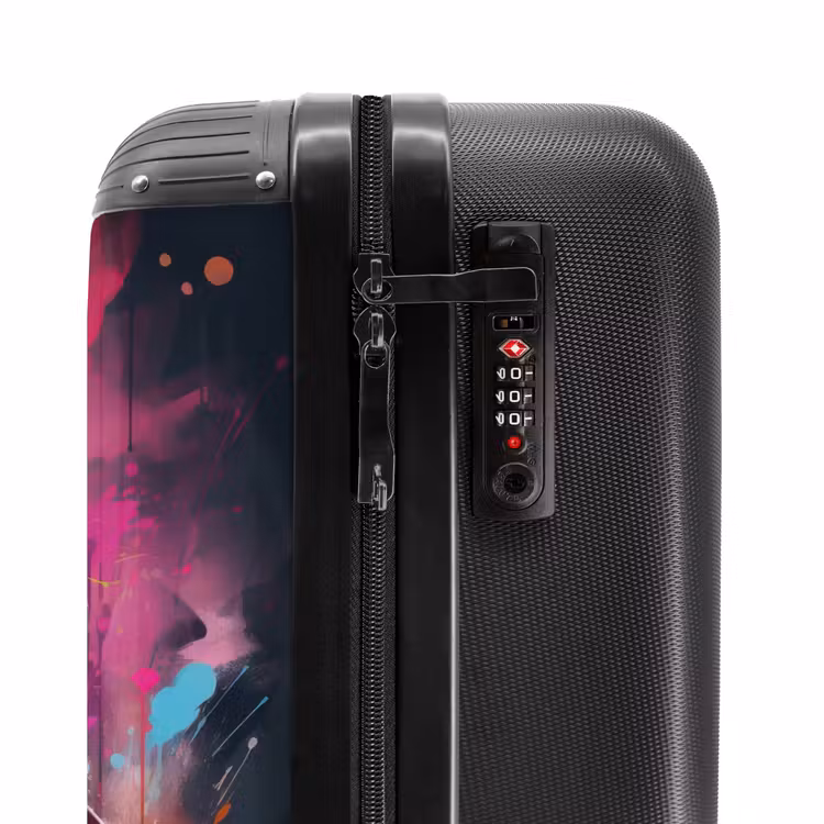 Suitcase - Panda with orange coat and paint splatter — 6
