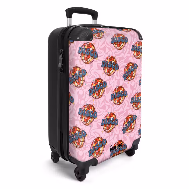 Suitcase - Retro disco ball pattern pink — 2