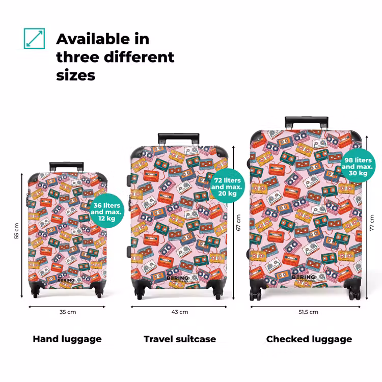 Suitcase - Retro disco cassettes pattern colorful — 3