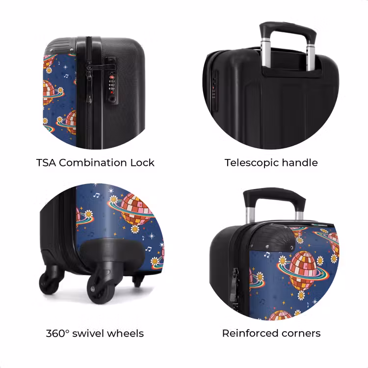 Suitcase - Retro disco rainbows pattern colorful — 8