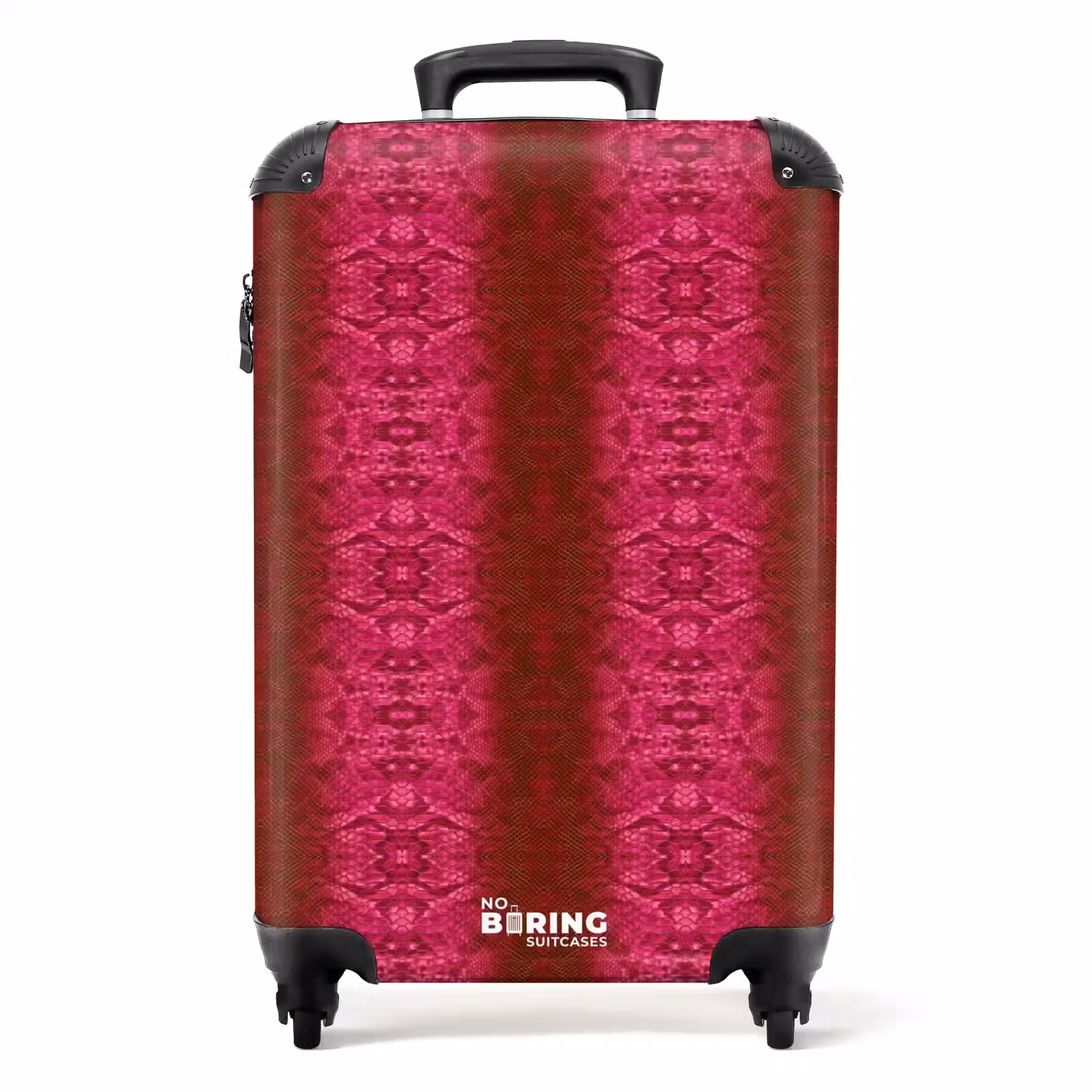 Suitcase - Bright pink snakeskin with symmetrical scale structure — 1