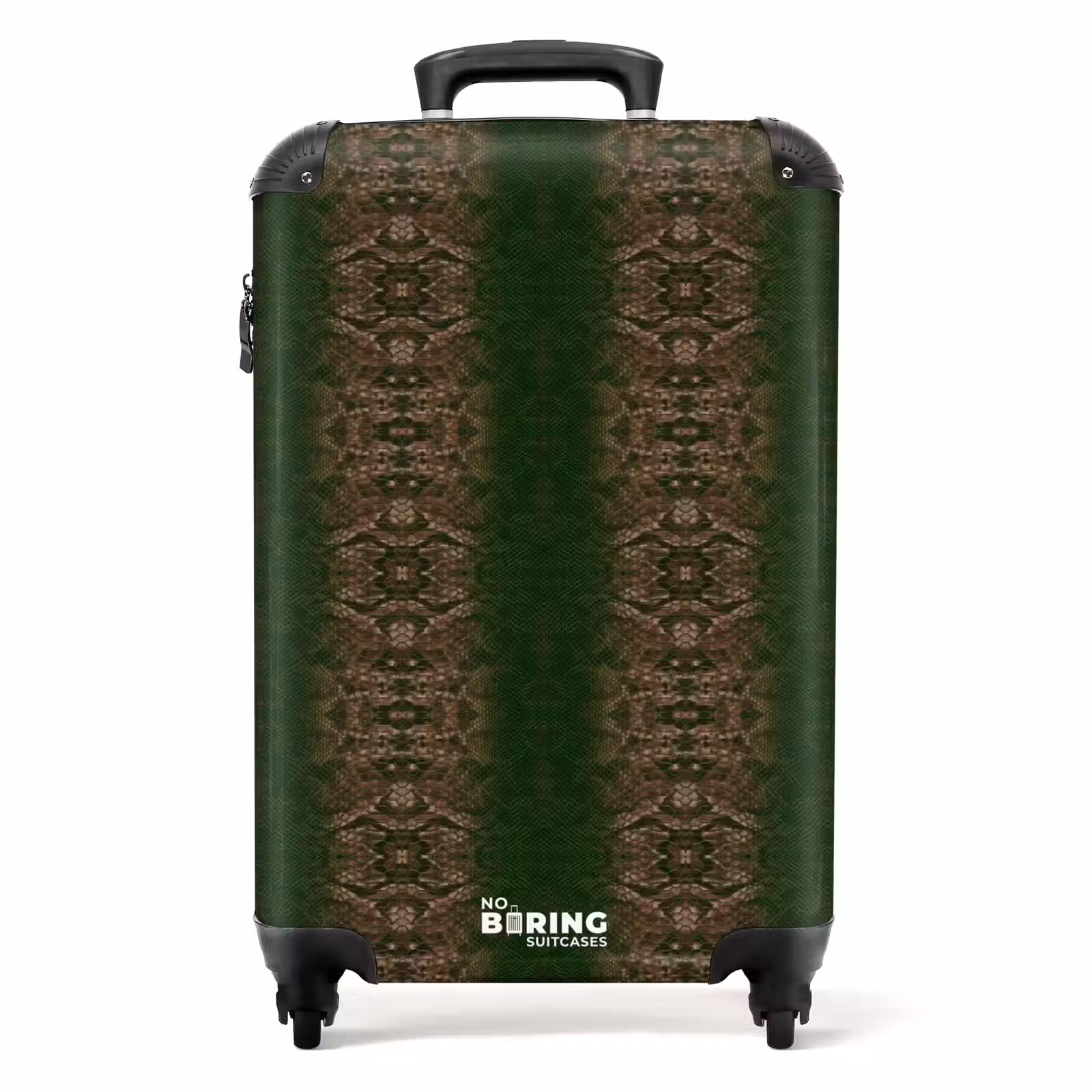 Suitcase - Dark brown snakeskin with symmetrical scale structure — 1