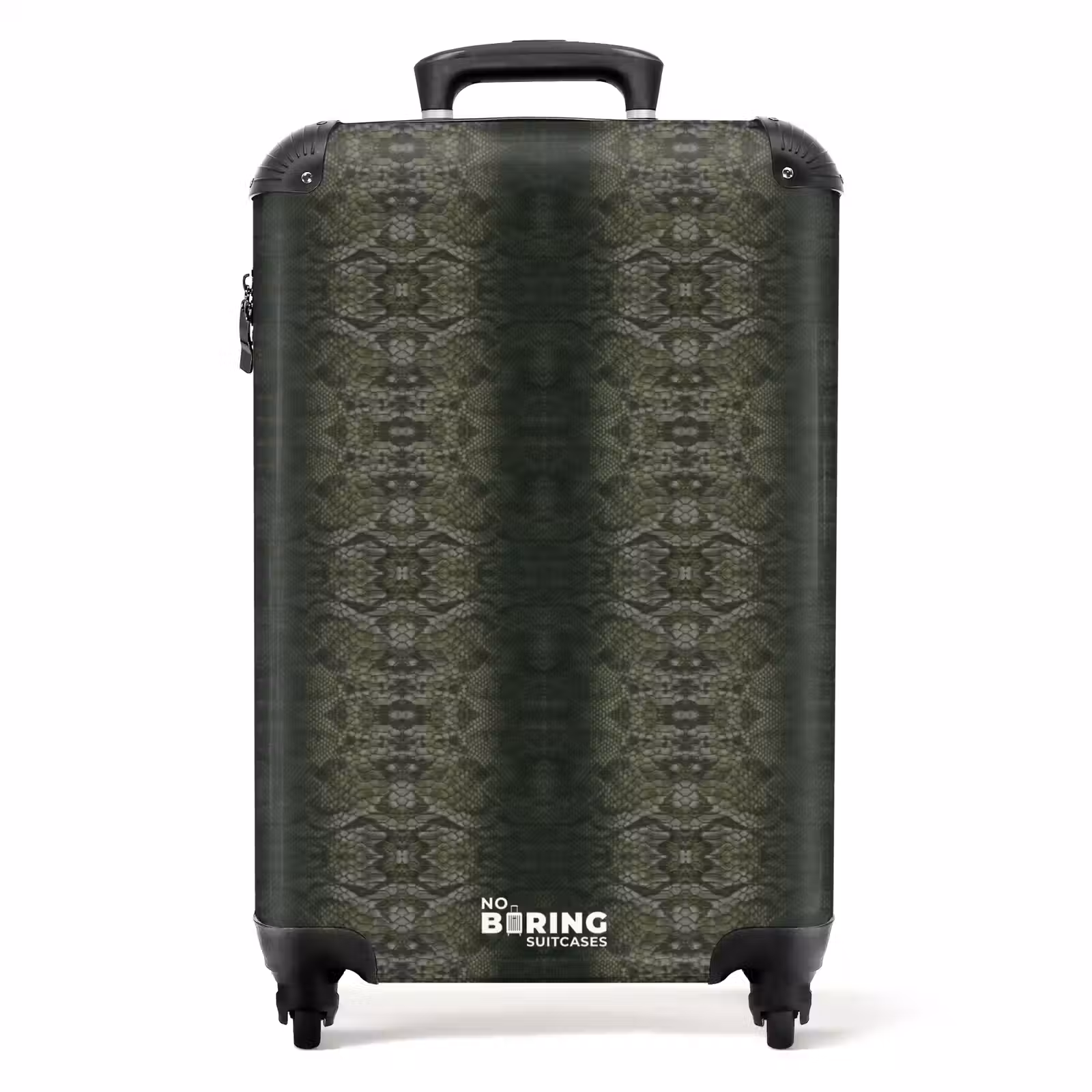 Suitcase - Gray-green snakeskin with symmetrical scale structure — 1