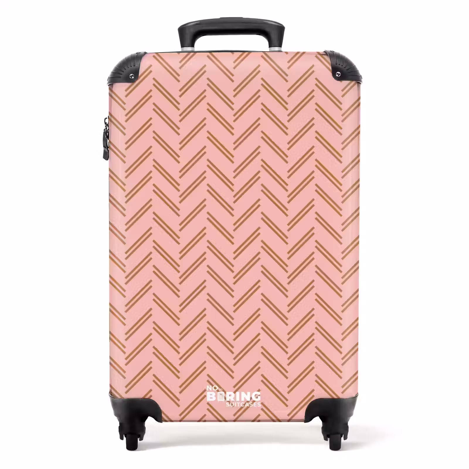Suitcase - Herringbone pattern with shades of pink and brown — 1
