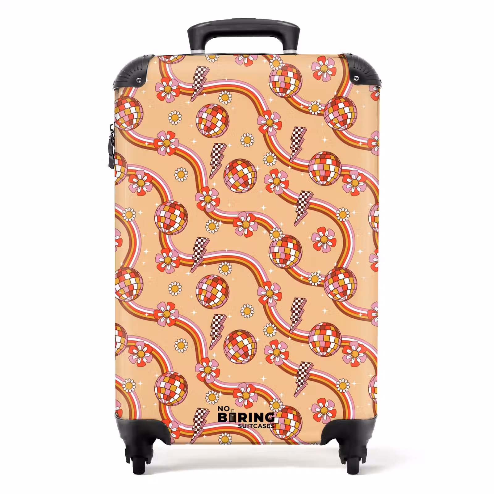 Suitcase - Retro disco 70s flower pattern colorful — 1