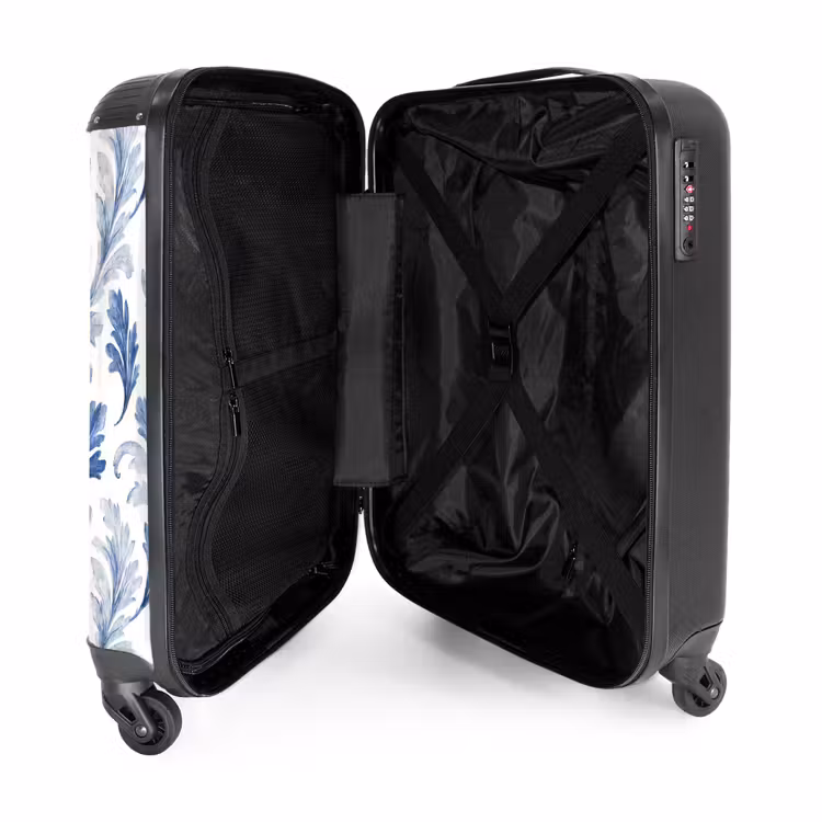 Suitcase - Baroque leaves pattern blue — 5