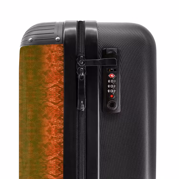 Suitcase - Coral red snakeskin with symmetrical scale structure — 5