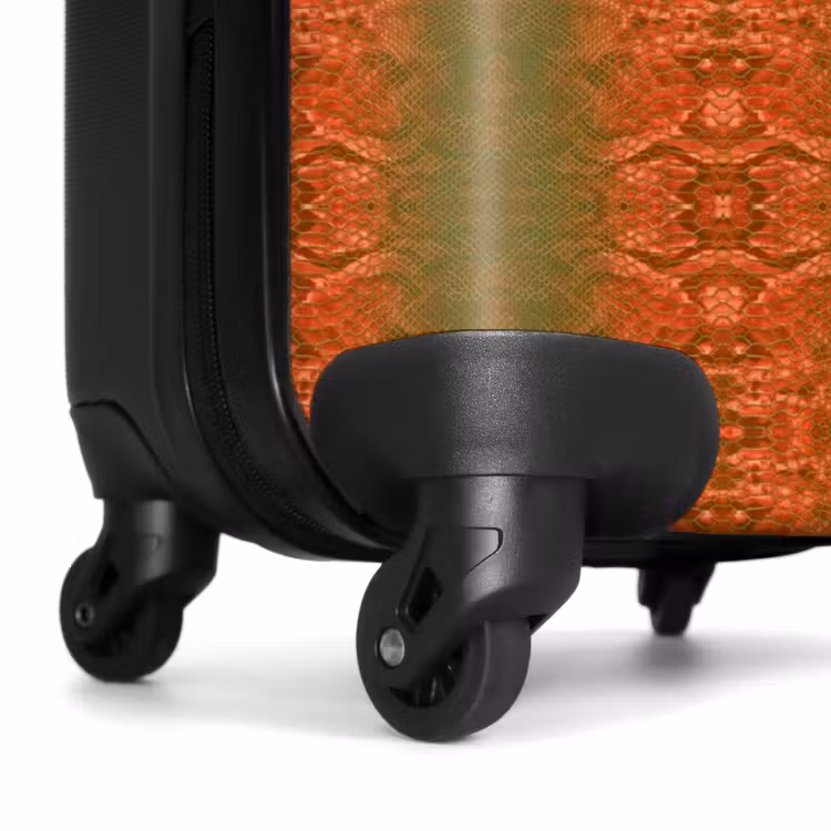 Suitcase - Coral red snakeskin with symmetrical scale structure — 6