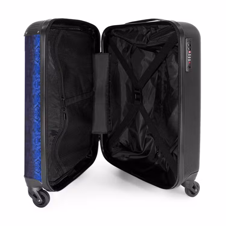 Suitcase - Dark blue snakeskin with symmetrical scale structure — 4