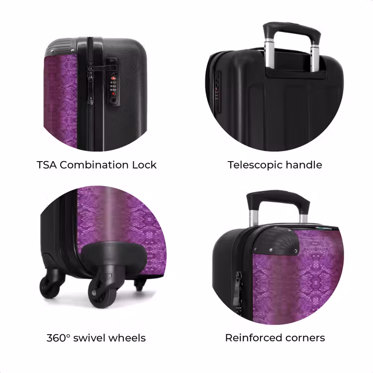 Suitcase - Deep purple snakeskin with symmetrical scale structure — 7