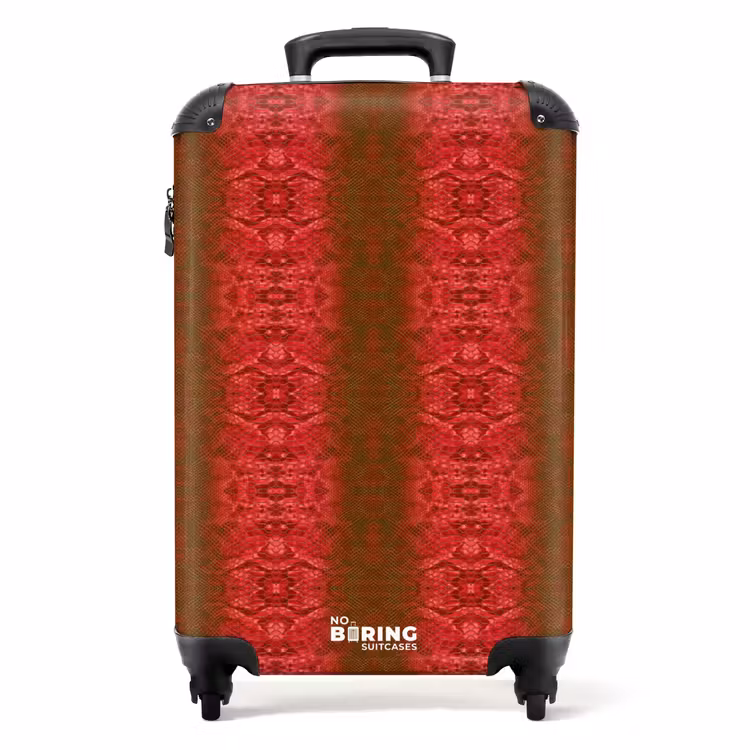 Suitcase - Deep red snake skin with symmetrical scale structure — 1