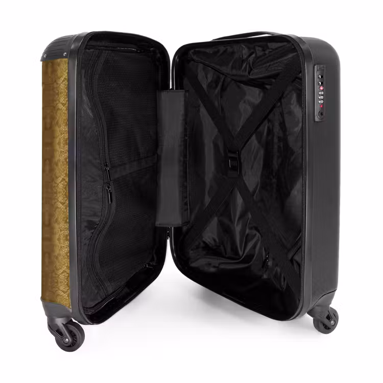 Suitcase - Golden yellow snakeskin with symmetrical scale structure — 4