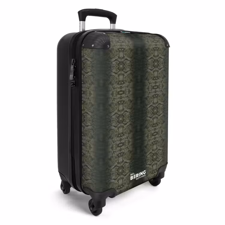 Suitcase - Gray-green snakeskin with symmetrical scale structure — 2