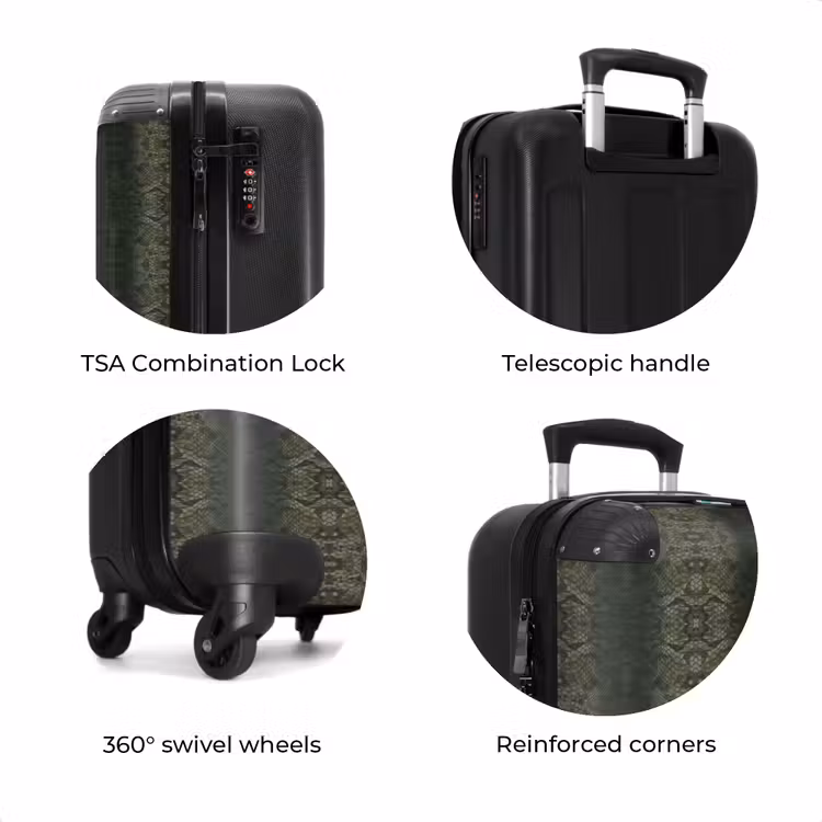 Suitcase - Gray-green snakeskin with symmetrical scale structure — 7