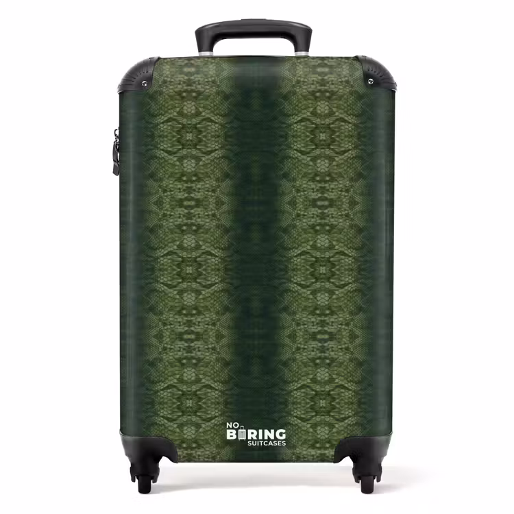 Suitcase - Green snakeskin with symmetrical scale structure — 1