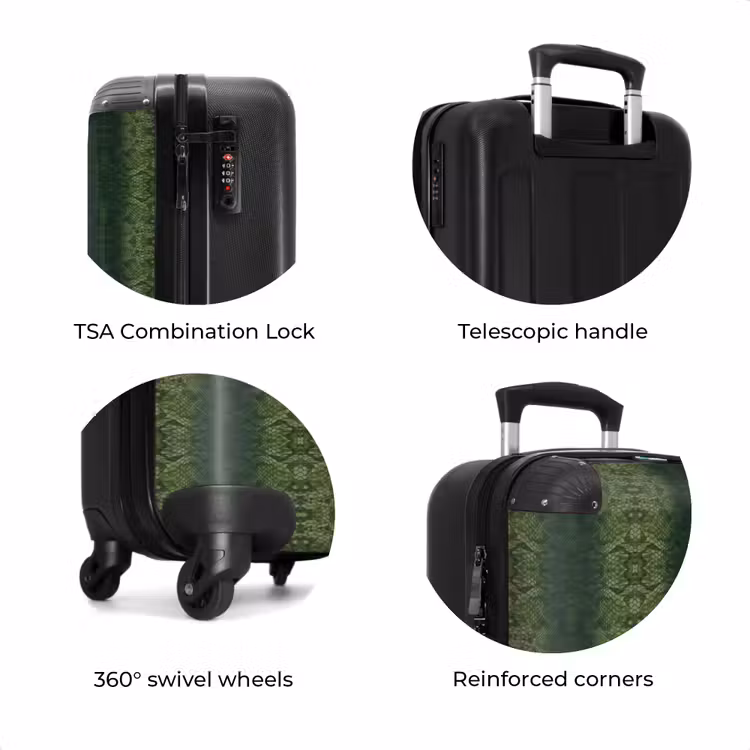 Suitcase - Green snakeskin with symmetrical scale structure — 7
