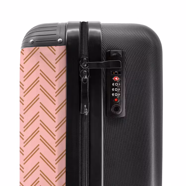 Suitcase - Herringbone pattern with shades of pink and brown — 6