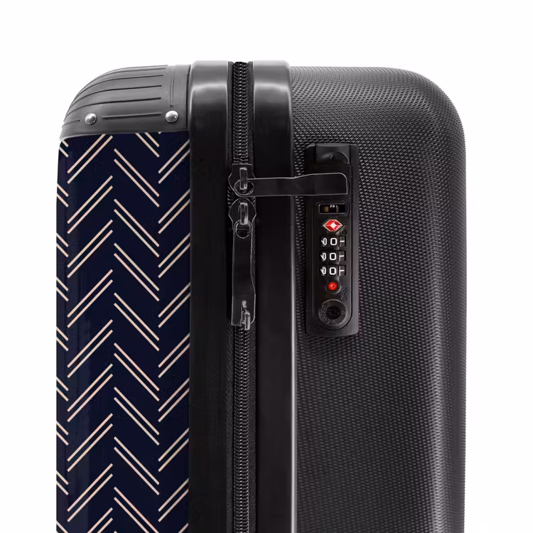 Suitcase - Herringbone texture with light pink lines on dark blue — 6