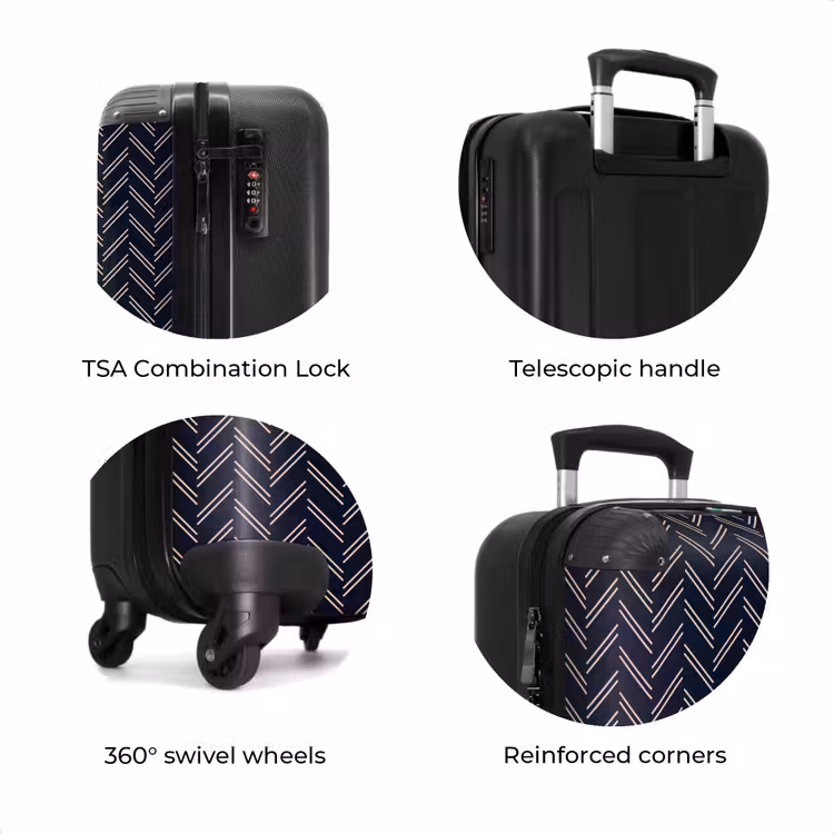 Suitcase - Herringbone texture with light pink lines on dark blue — 8