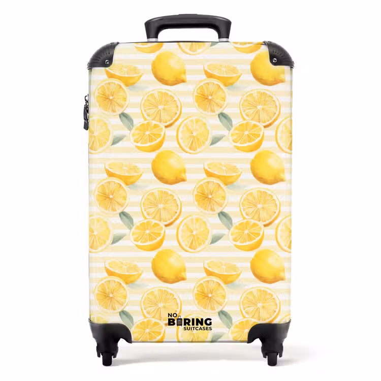 Suitcase - Lemon with stripes pattern yellow — 1