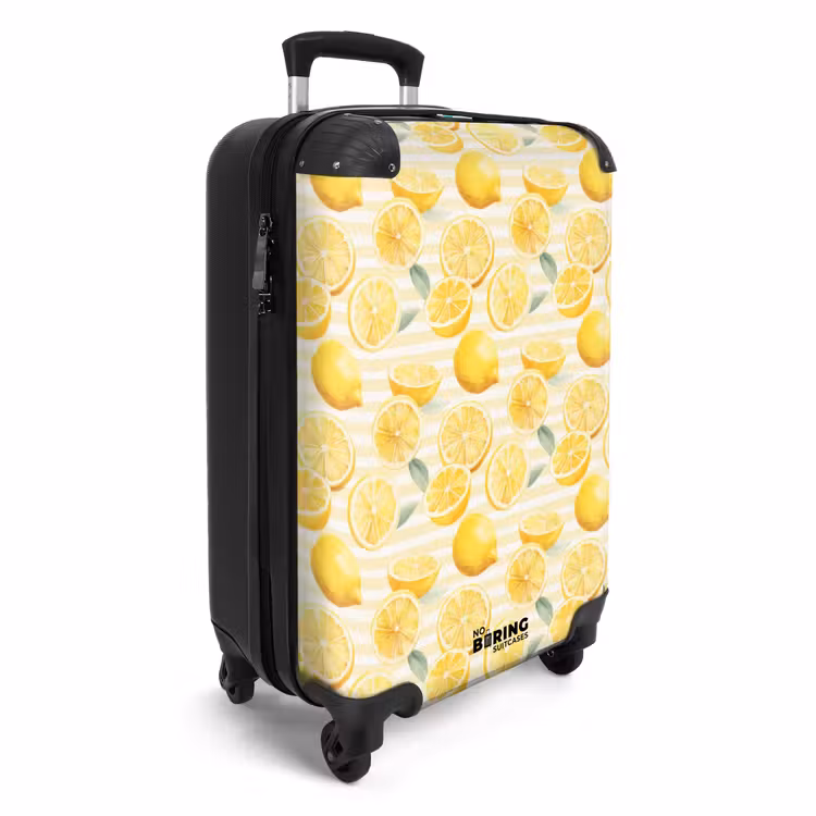 Suitcase - Lemon with stripes pattern yellow — 2