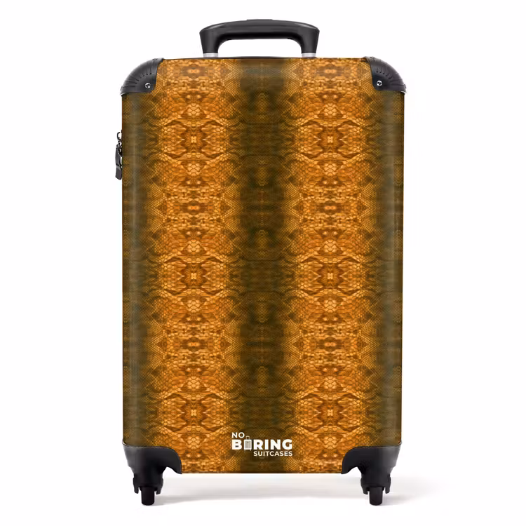 Suitcase - Orange snakeskin with symmetrical scale structure — 1