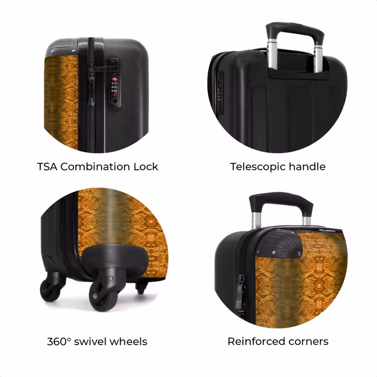 Suitcase - Orange snakeskin with symmetrical scale structure — 7