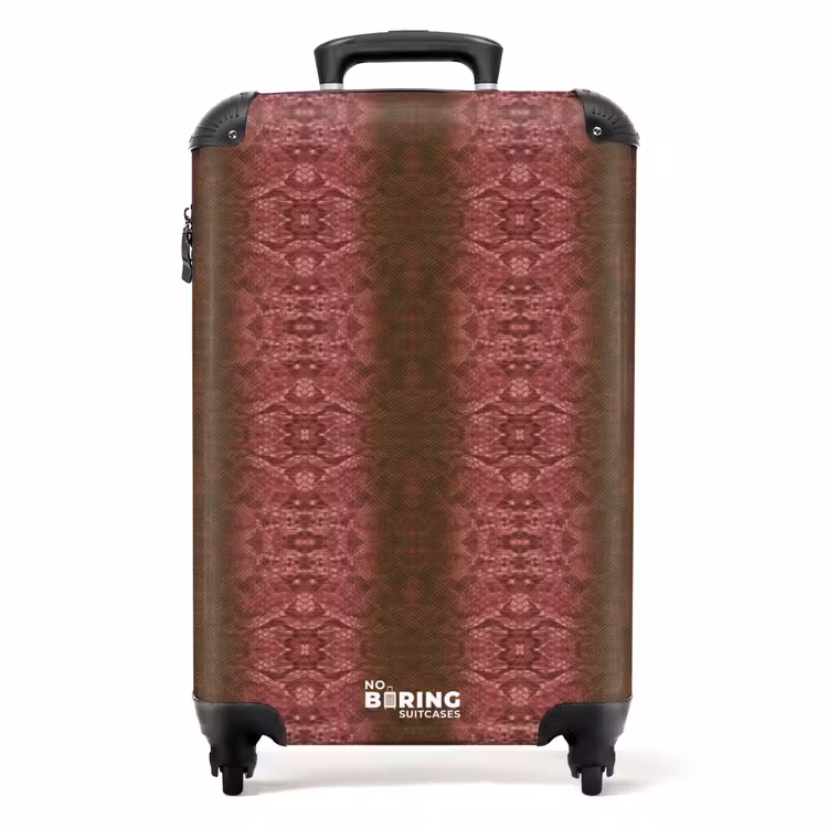 Suitcase - Red-brown snakeskin with symmetrical scale structure — 1