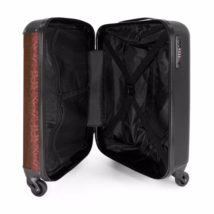 Suitcase - Red-brown snakeskin with symmetrical scale structure — 4