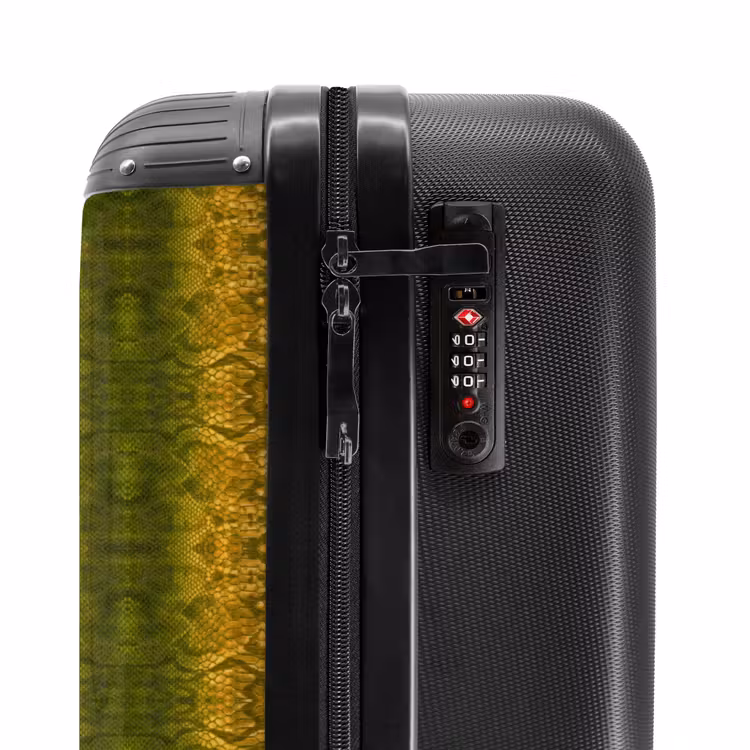 Suitcase - Yellow-green snakeskin with symmetrical scale structure — 5