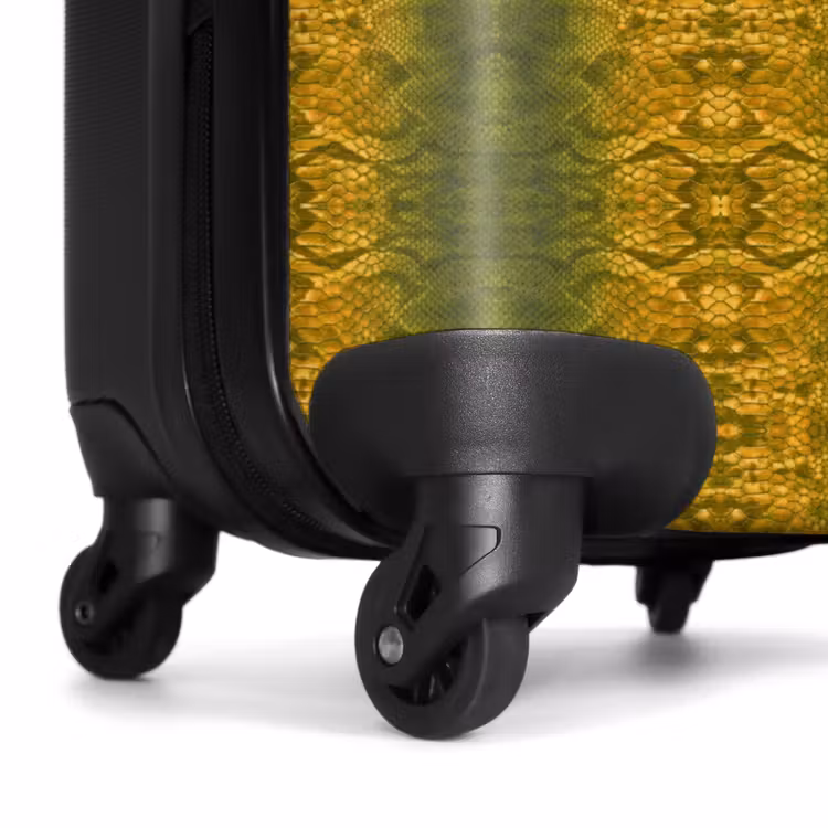 Suitcase - Yellow-green snakeskin with symmetrical scale structure — 6