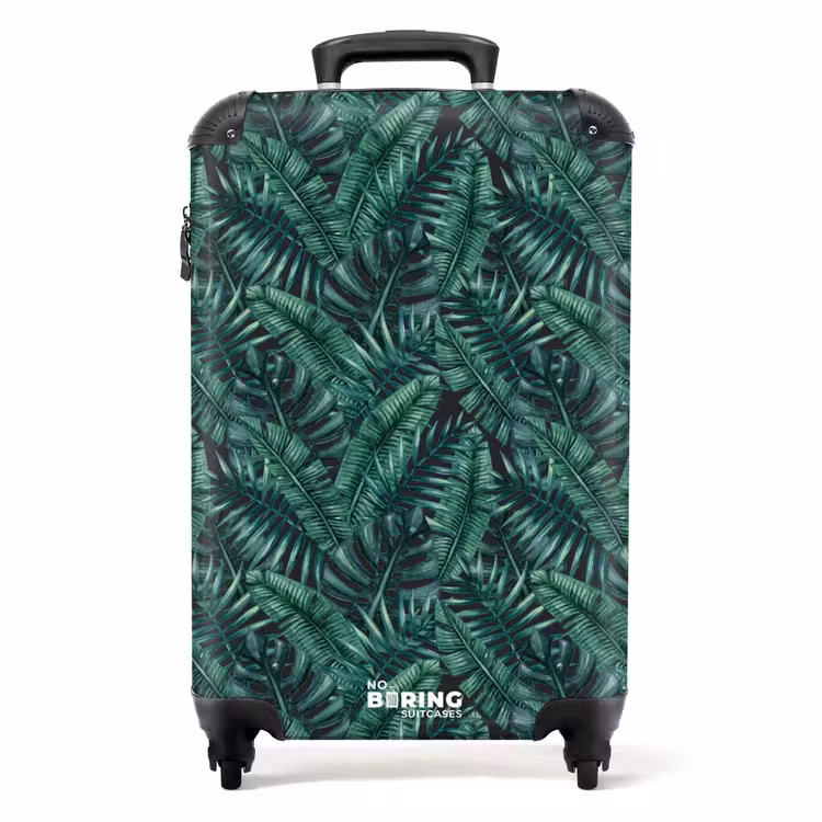 Suitcase - Palm leaves monstera dark pattern — 1