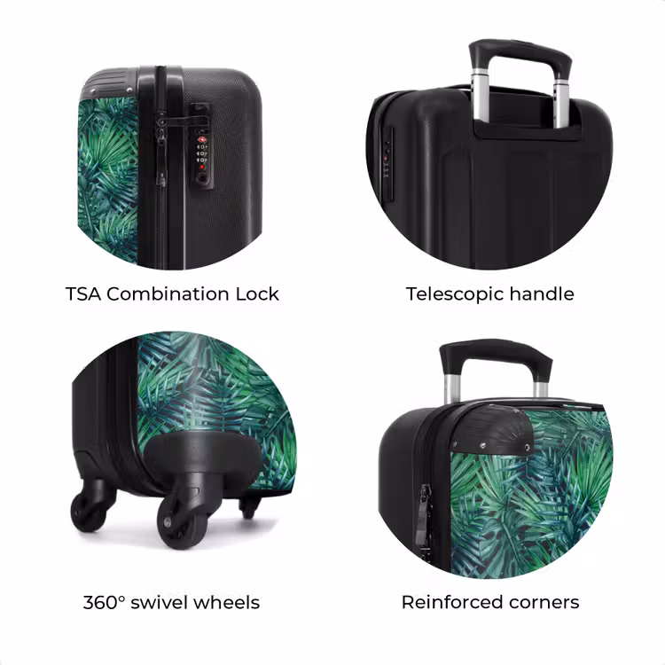 Suitcase - Palm leaves monstera pattern green — 7