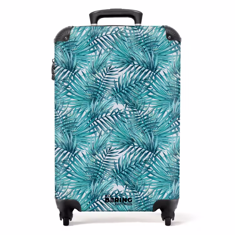 Suitcase - Palm leaves pattern light blue — 1