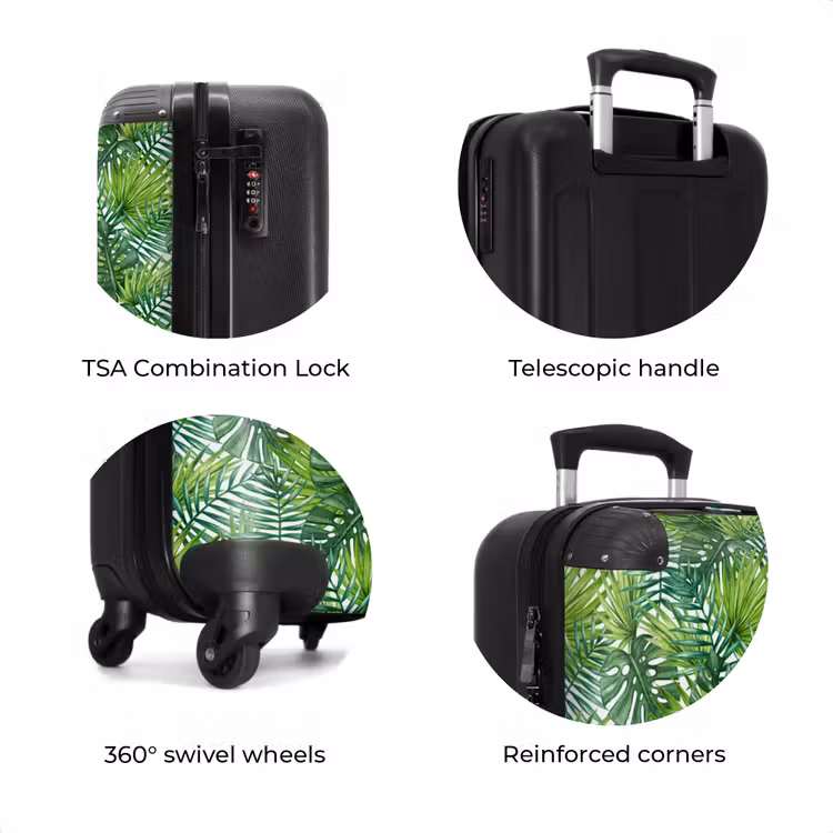 Suitcase - Palm various leaves pattern green — 7