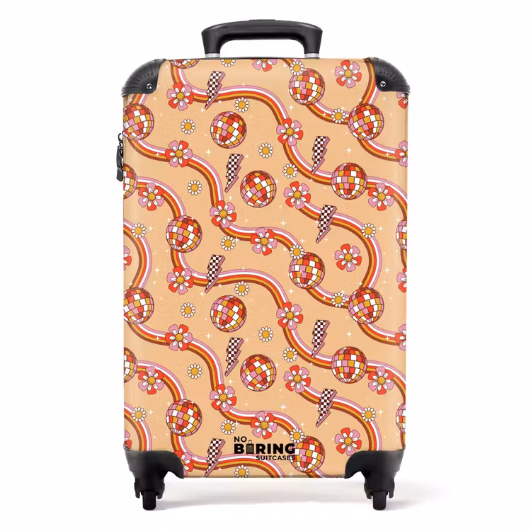 Suitcase - Retro disco 70s flower pattern colorful — 1