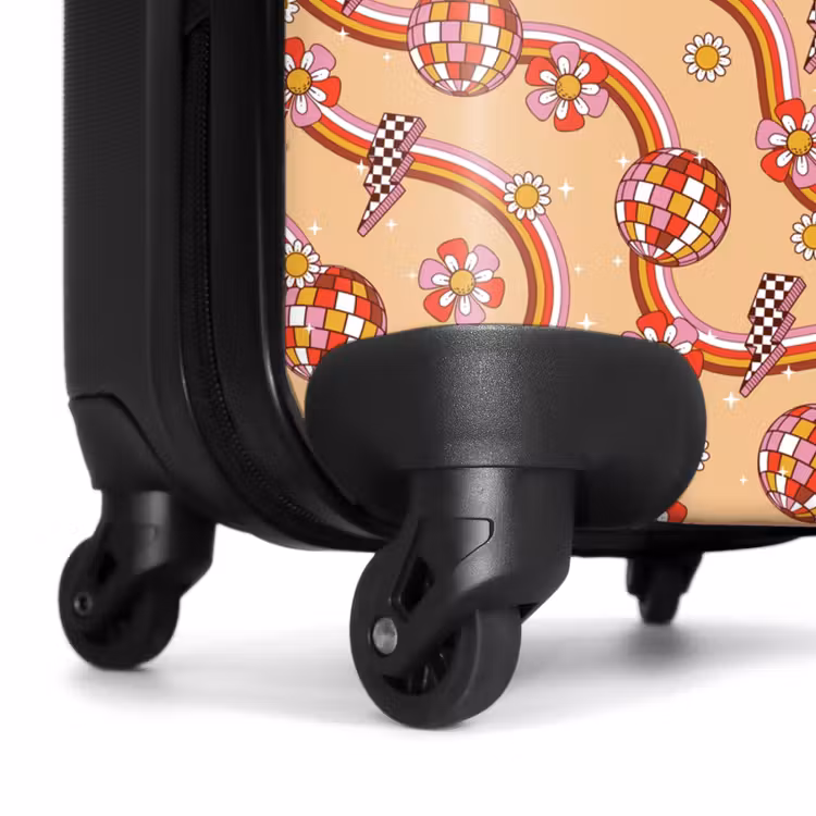 Suitcase - Retro disco 70s flower pattern colorful — 7