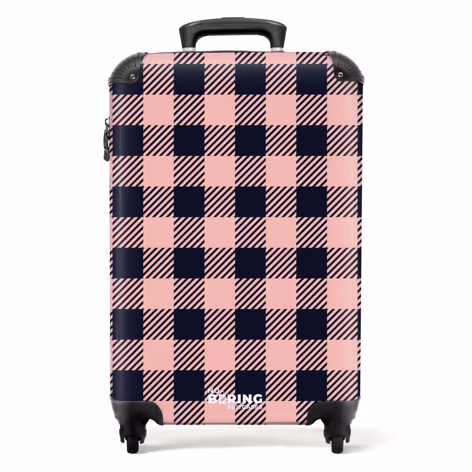 Suitcase - Checkered checkerboard pattern in pink and black — 1