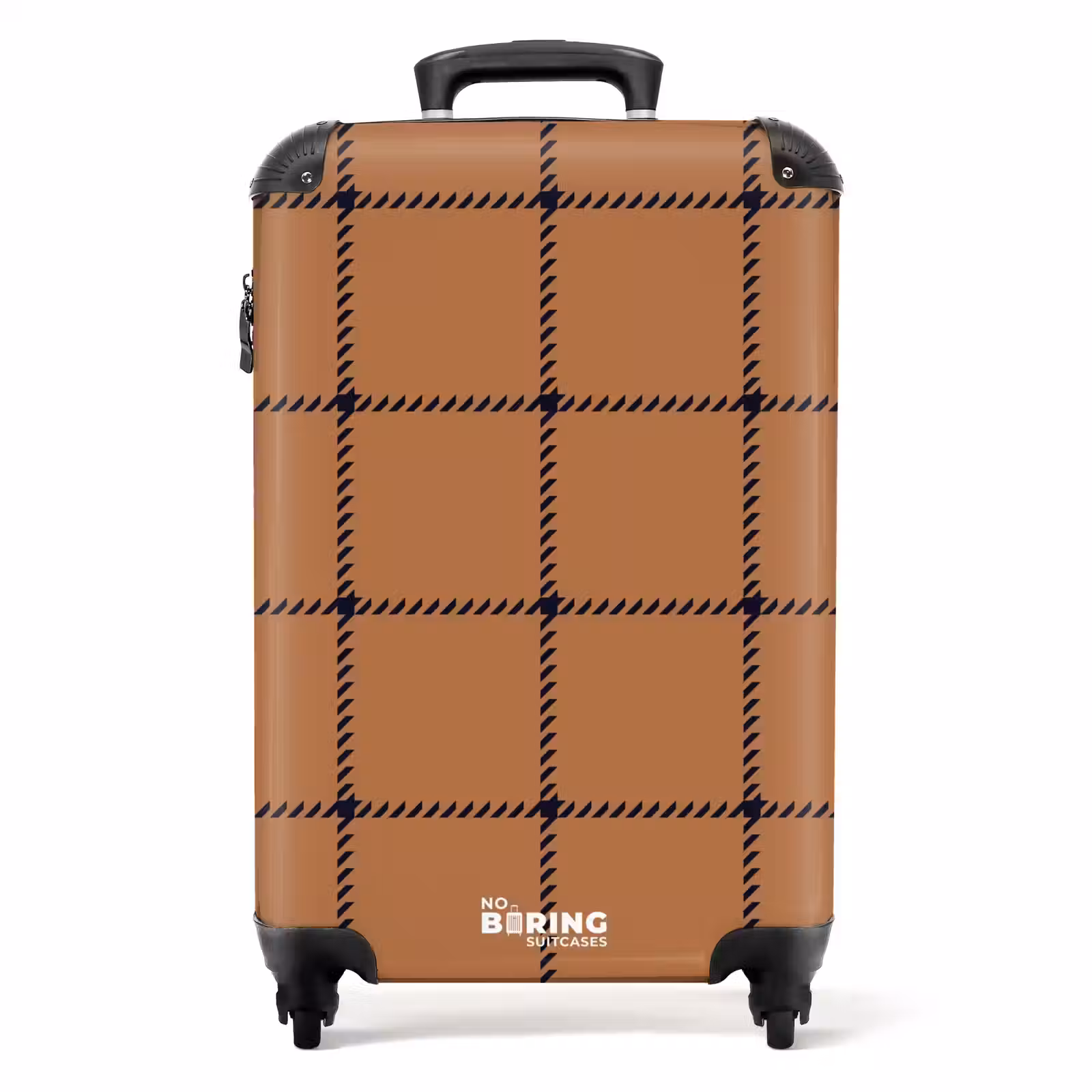 Suitcase - Checkered pattern with herringbone lines in brown and black — 1