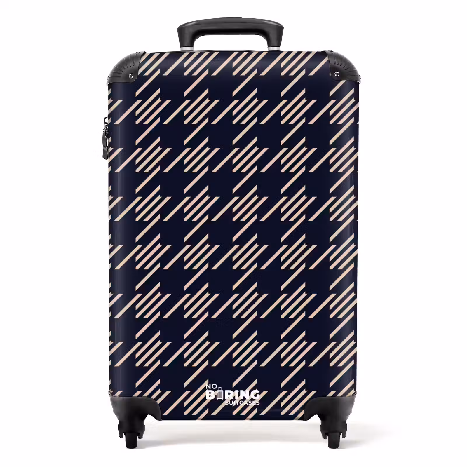 Suitcase - Dark pied-de-poule pattern with diagonal stripe filling — 1