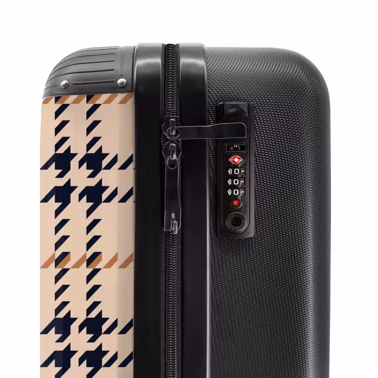 Suitcase - Beige check pattern with herringbone lines in black and brown — 6