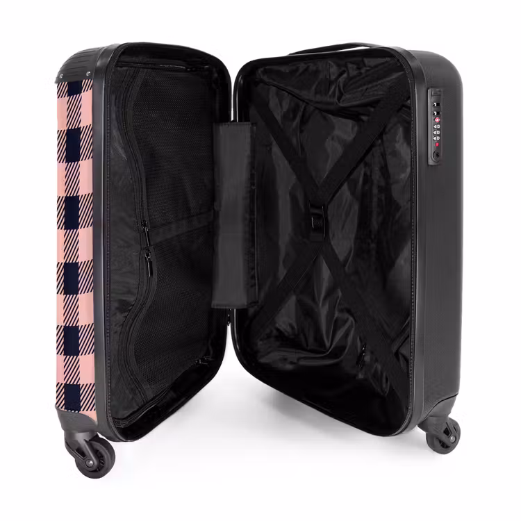 Suitcase - Checkered checkerboard pattern in pink and black — 5