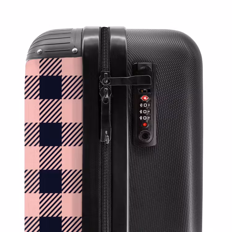 Suitcase - Checkered checkerboard pattern in pink and black — 6