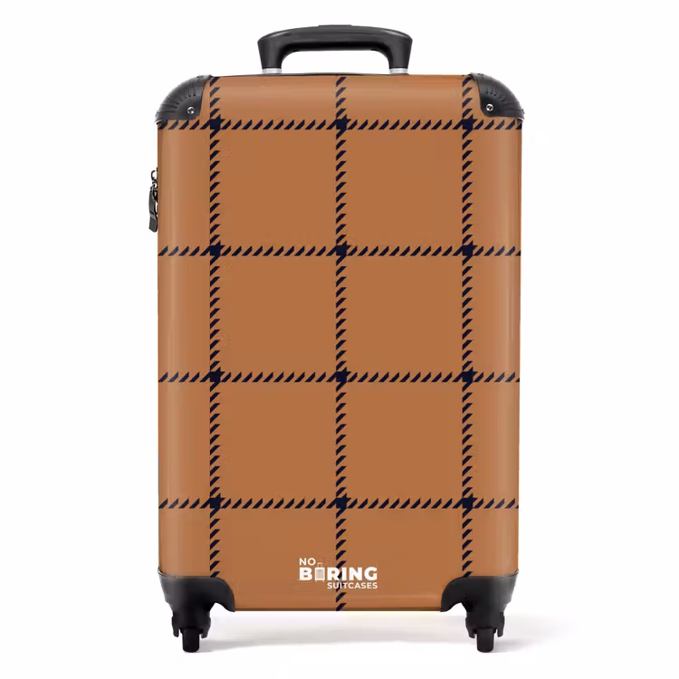 Suitcase - Checkered pattern with herringbone lines in brown and black — 1