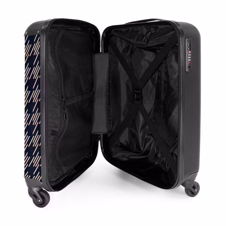Suitcase - Dark pied-de-poule pattern with diagonal stripe filling — 5