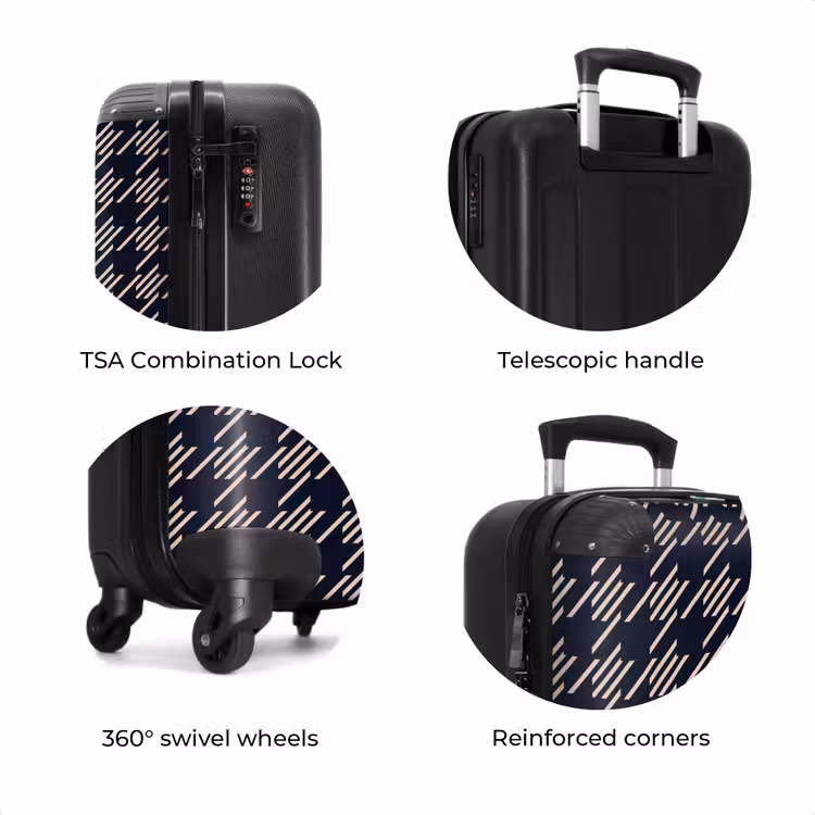 Suitcase - Dark pied-de-poule pattern with diagonal stripe filling — 8