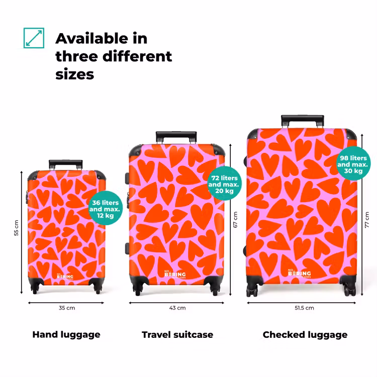 Suitcase - Dense pattern of red hearts on pink background — 3