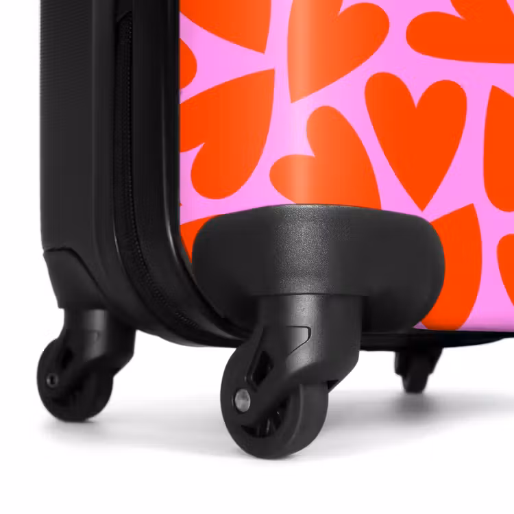 Suitcase - Dense pattern of red hearts on pink background — 7