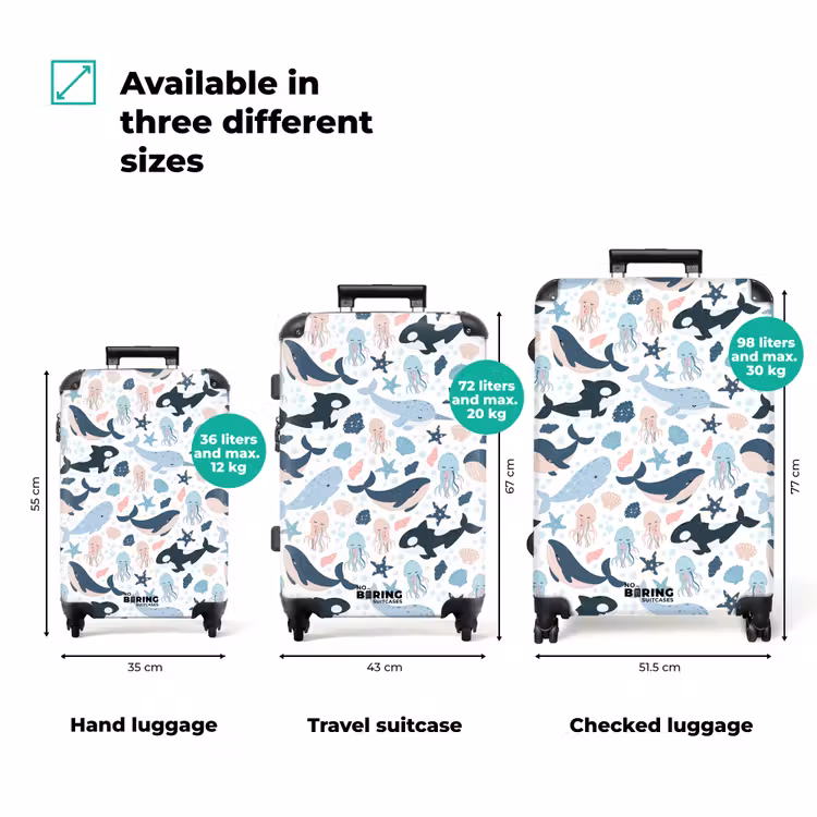 Suitcase - Ocean animals colorful — 3