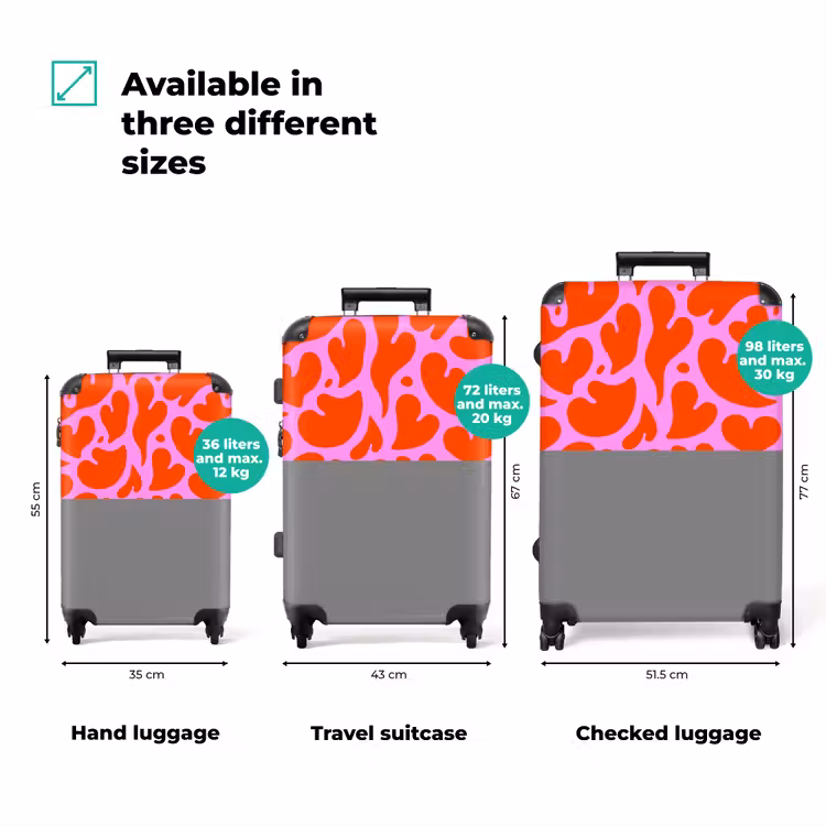 Suitcase - Organic heart motif in red on pink background — 3